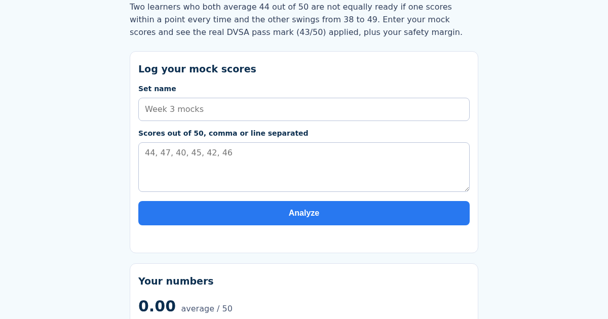 TheoryTrack: UK Driving Theory Mock Exam Score Tracker